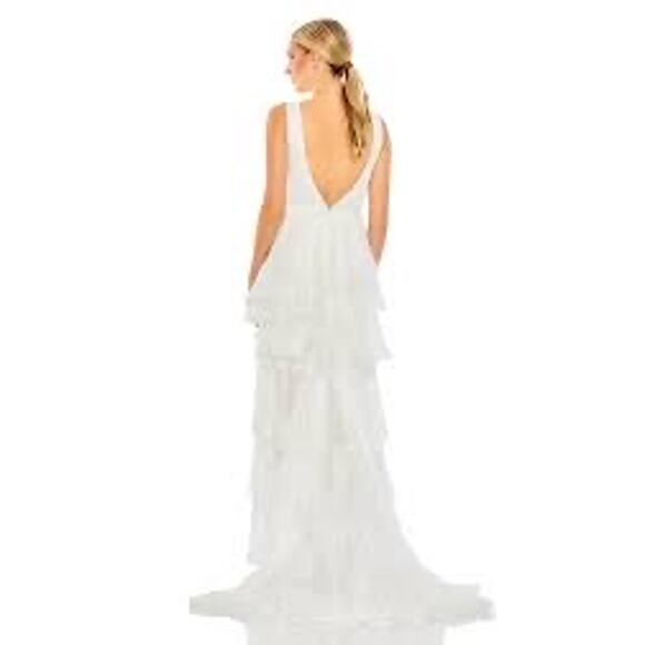 NEW leena Mac Duggal 55320 High Low Tiered Gown Built in Bodysuit Size 4 - Picture 5 of 11